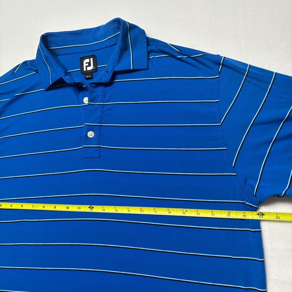 FootJoy FJ Golf Polo Shirt Mens L Blue Stripe Short Sleeve Performance Athletic - Picture 4 of 6